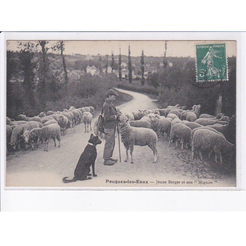 POUGUES-les-EAUX: jeune berger et son "mignon" - très bon état
