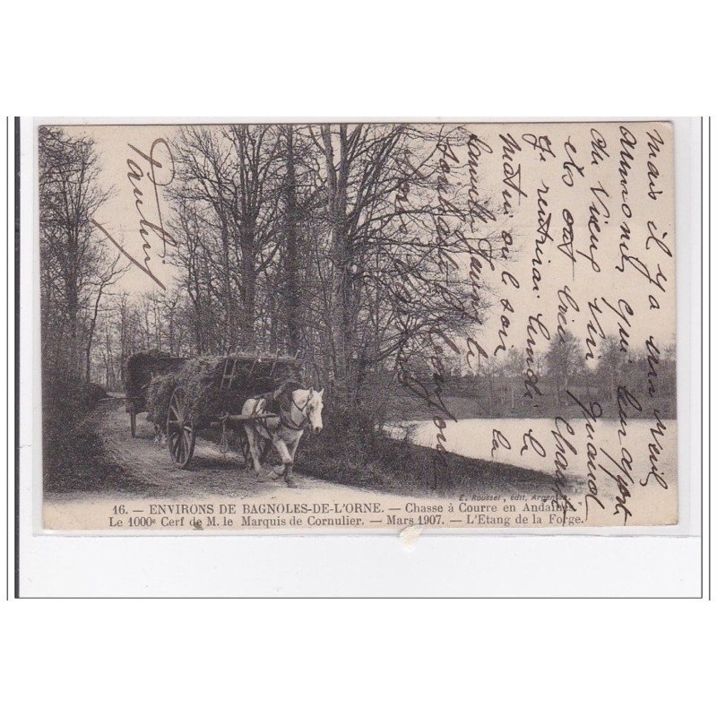 BAGNOLES-de-L'ORNE : chasse a courre en andaines, le 1000e cerf de M. le marquis de cornulier - tres bon etat