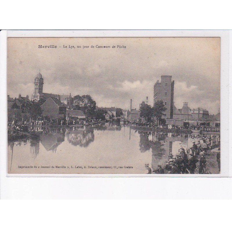 MERVILLE: la lys, un jour de concours de pêche - très bon état