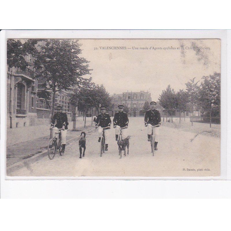 VALENCIENNES: une ronde d'agents cyclistes et de chiens policiers - très bon état