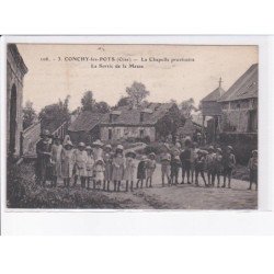 CONCHY-les-POTS: la chapelle provisoire, la sortie de la messe - très bon état