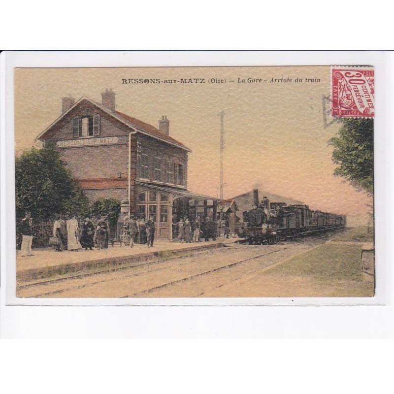 RESSONS-sur-MATZ: la gare, arrivée du train - très bon état
