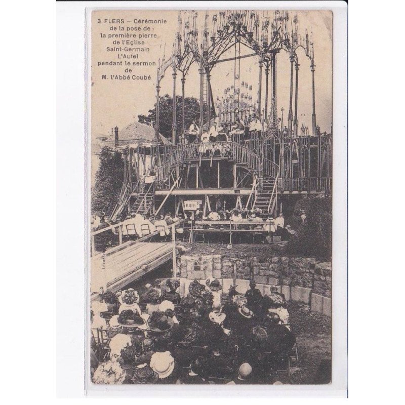FLERS: cérémonie de la pose de la première pierre de l'église saint-germain - très bon état
