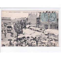 BILLY-MONTIGNY: grand'place un jour de marché - très bon état
