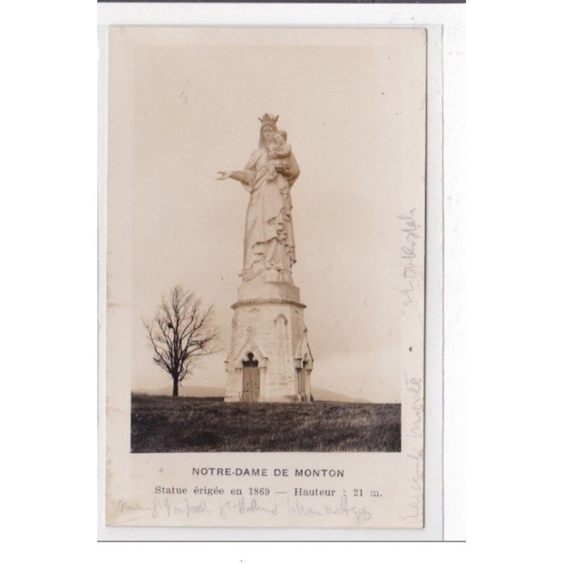 NOTRE-DAME-DE-MONTON : statue erigée en 1869, hauteur 21m - tres bon etat