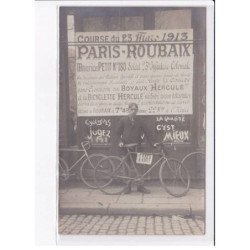 PARIS: cyclisme, vélo, paris-roubaix course 1913 (Maurice PETIT - coureur n° 180)- état
