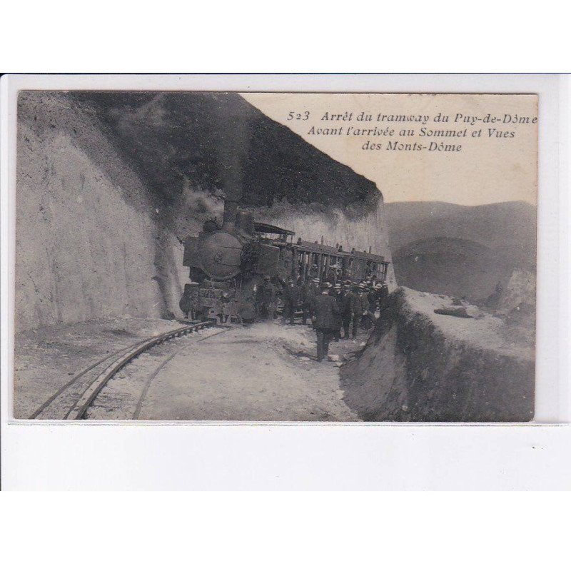 PUY-de-DÔME: arrêt du tramway, avant l'arrivée au sommet et vues des monts-dôme - très bon état