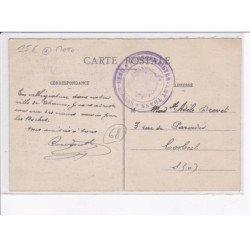 THANN: les diables bleus, 4 poilus devant les ruines de thann, moto - très bon état