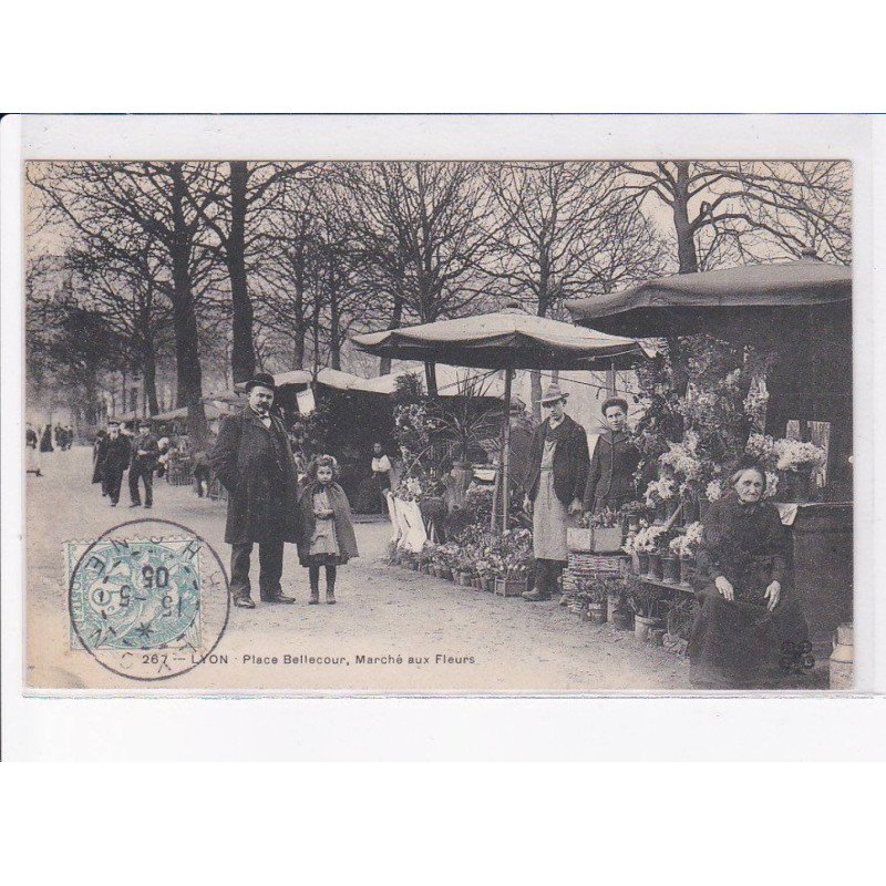 LYON: place bellecour, marché aux fleurs - état
