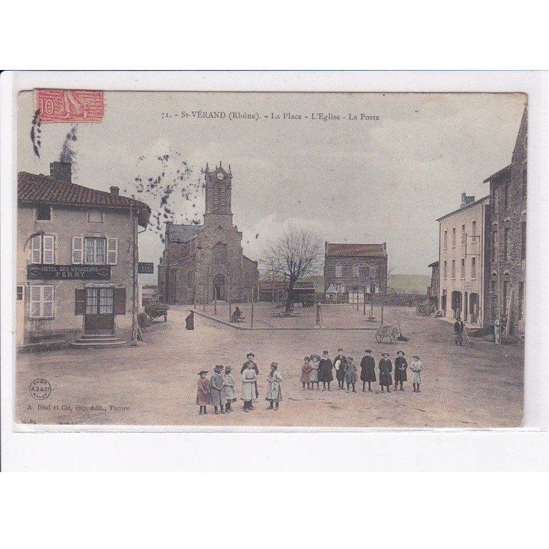 SAINT-VERAND: la place, l'église, la poste - état
