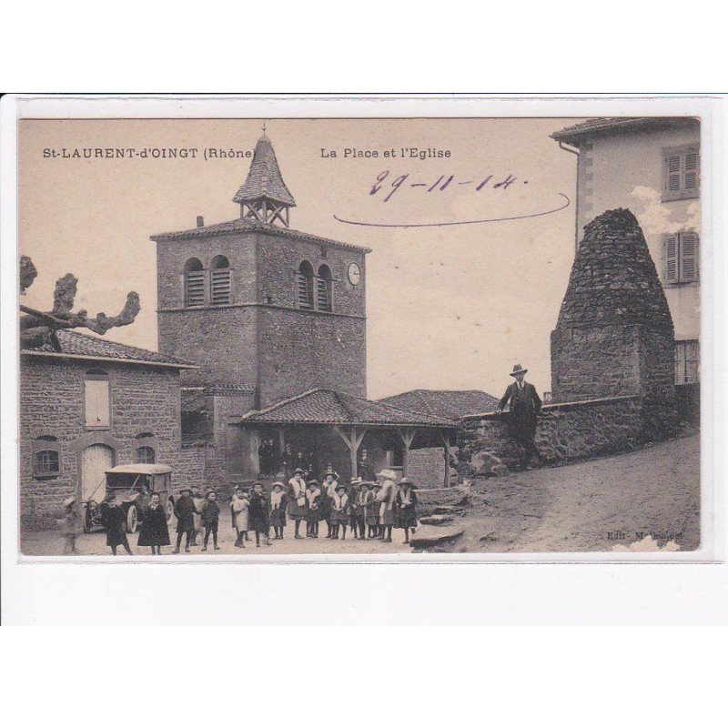 SAINT-LAURENT-D'OINGT: la place et l'église - état