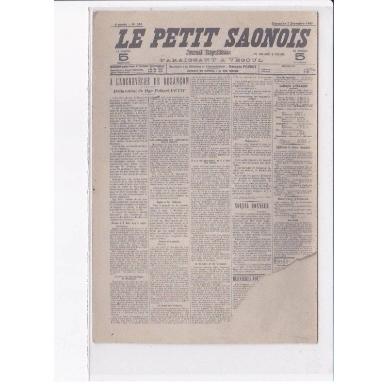 VESOUL: le petit saonois, presse - état (courte ?)