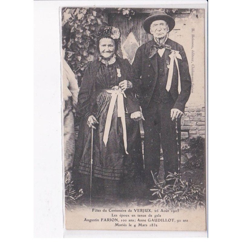 VERJUS: fêtes du centenaire Farion 100 ans et Gaudillot 90 ans, 1832 - très bon état