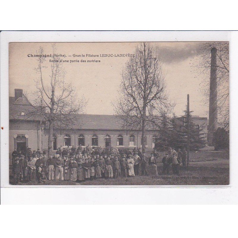 CHAMPAGNE: grande filature leduc-ladeveze, sortie d'une partie des ouvriers - très bon état