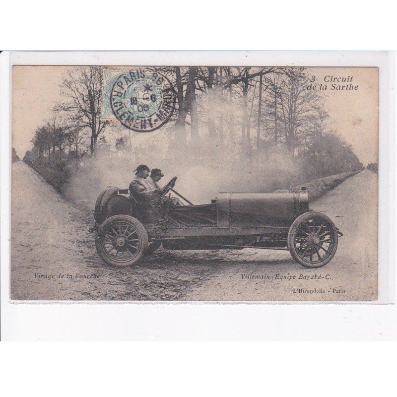 SARTHE: circuit de la sarthe, automobile de course, villemain equipe bayard - très bon état