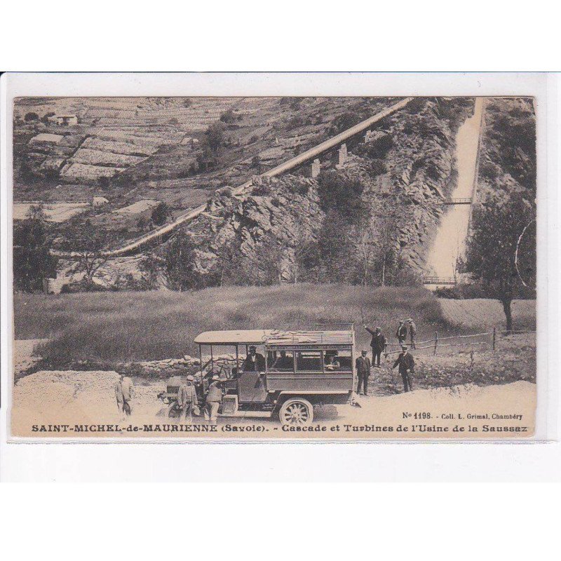 SAINT-MICHEL-de-MAURIENNE: cascade et turbines de l'usine de la saussaz, autobus - état