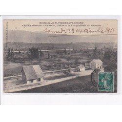 CRUET: la gare, l'isère et la vue générale de planaise - très bon état