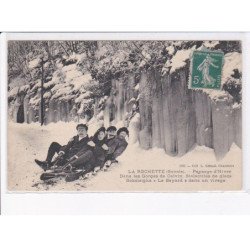 LA ROCHETTE: paysage d'hiver dans les gorges de calvin, stalactites de glace bobsleighs Bayard - très bon état