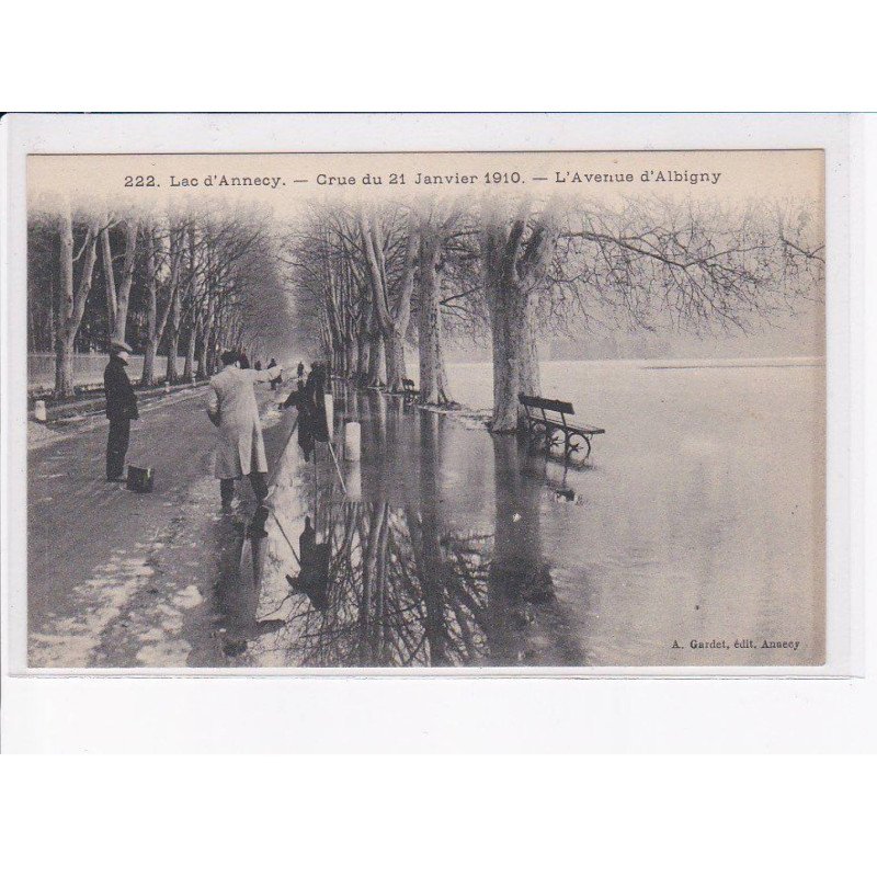 ANNECY: crue du 21 janvier 1910, l'avenue d'albigny, photographe - très bon état