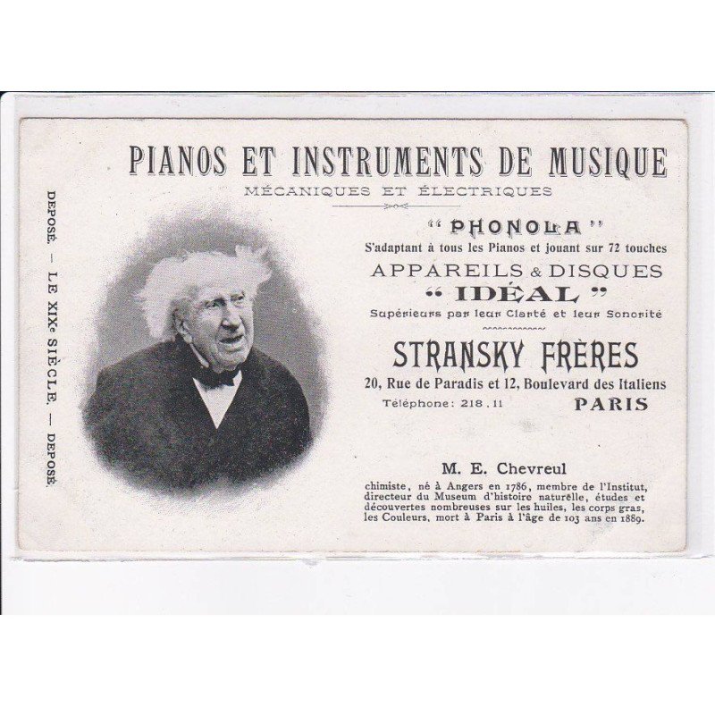 PARIS: 75002: pianos et instruments de musique "phonola" Stransky Frères - très bon état