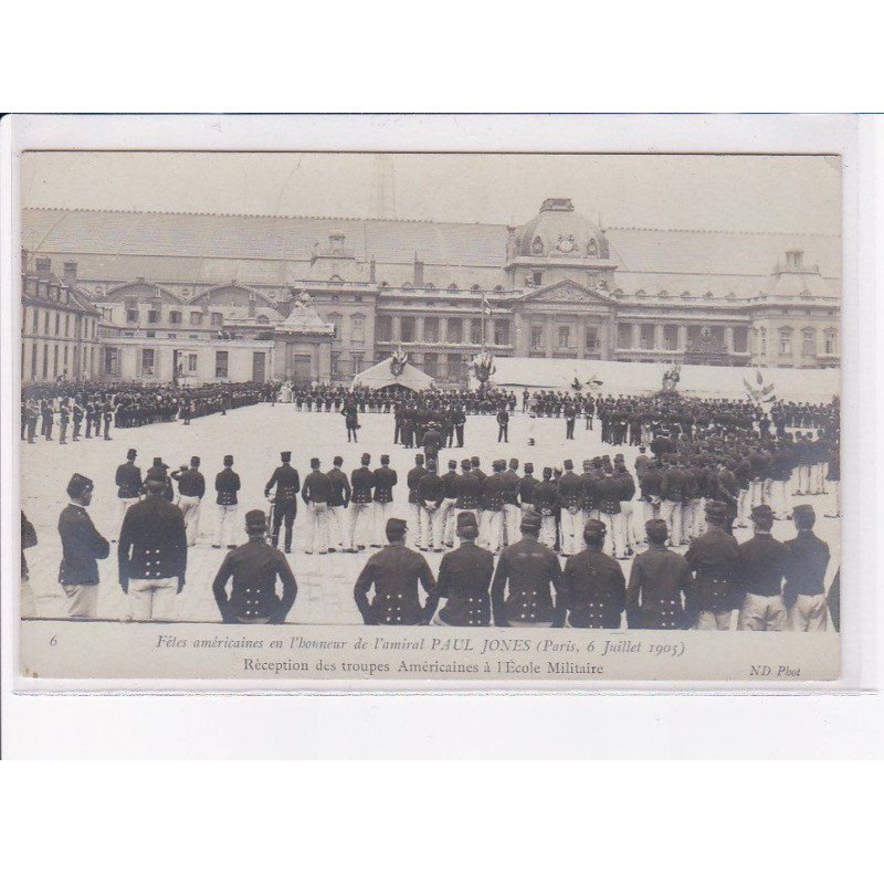 PARIS: 75007: fêtes américaines en l'honneur de l'amiral Paul Jones 1905, réception des troupes - très bon état
