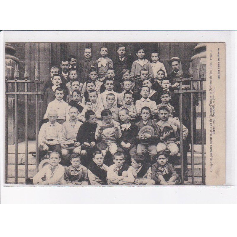 PARIS: 75007: groupe de premiers communiants de st-thomas-d'aquin avant départ pour monsoult 1910 - très bon état
