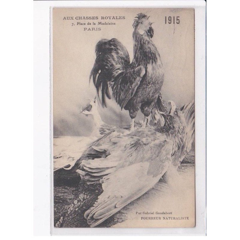 PARIS: 75008: aux chasses royales, 7 place de la madeleine, coq et aigle - très bon état