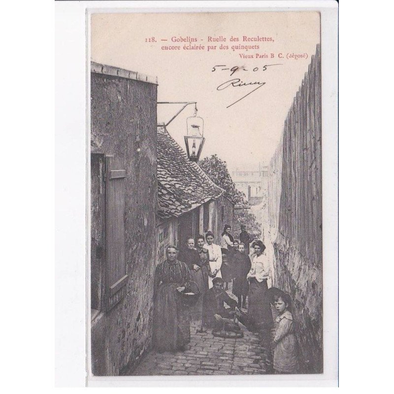 PARIS: 75013: gobelins, ruelle des reculettes, encore éclairée par des quinquets - très bon état