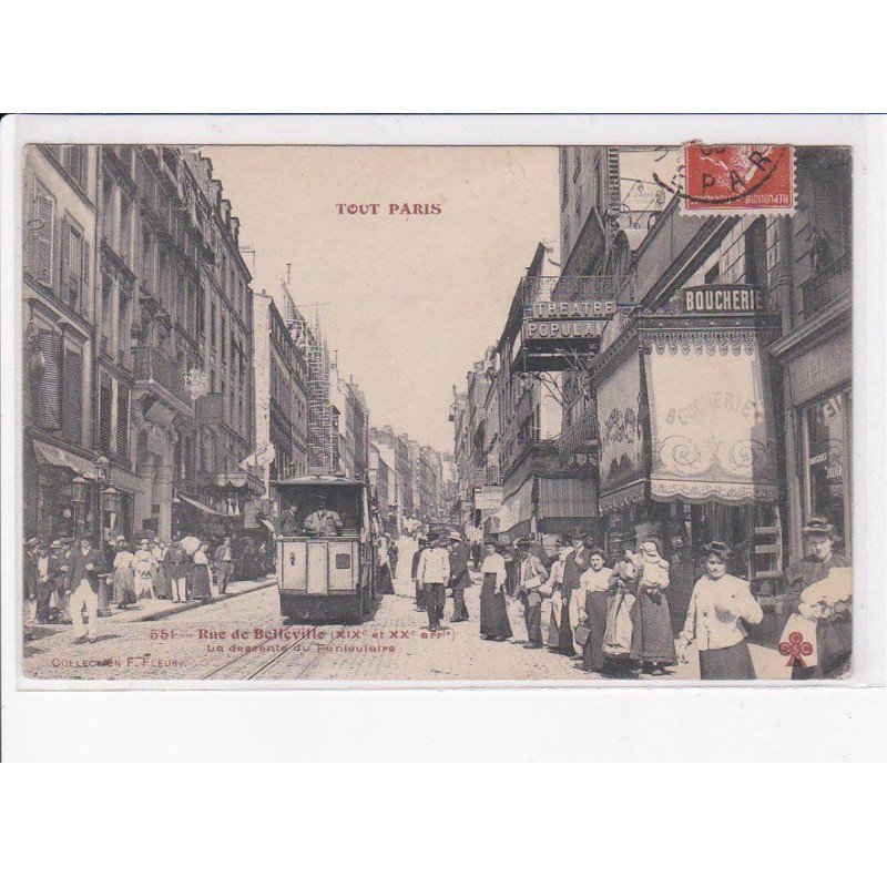 PARIS: 75015: tout paris, rue de belleville, la descente du funiculaire - très bon état