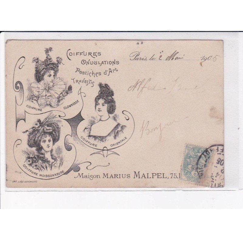 PARIS: 75018: coiffures ondulations postiches d'art travestis, maison marius, malpel - état
