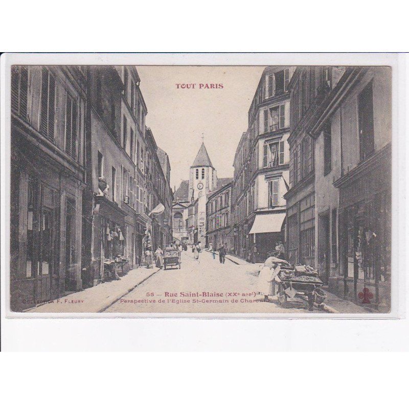 PARIS: 75020: tout paris, rue saint-blaise, perspective de l'église saint-germain de charonne - très bon état