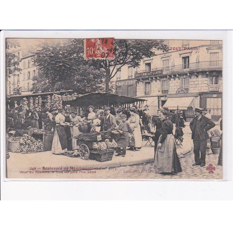 PARIS: 75020: blvd. de ménilmontant jour du marché tous les prix l'on vend - état