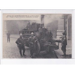 PARIS: services des sapeurs-pompiers de la ville de paris pompe à vapeur à traction automobile en action - très bon état