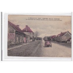 SARTHE : circuit de la sarthe, la descente de la belle inutile, pour arriver aux tribunes - tres bon etat