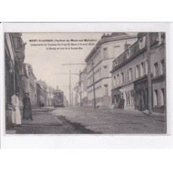 MONT-SAINT-AIGNAN: inauguration du tramway électrique de rouen 1913 le garage au haut de la grande-rue - état