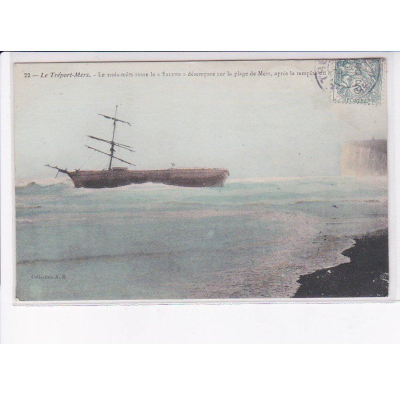 LE TREPORT-MERS: le trois-mâts russe le "saluto" désemparé sur la plage de mers - très bon état