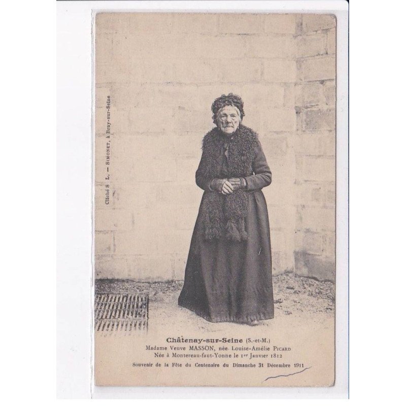 CHATENA-sur-SEINE: Mme. Veuve Masson née montereau-faut-yvon 1812 - très bon état