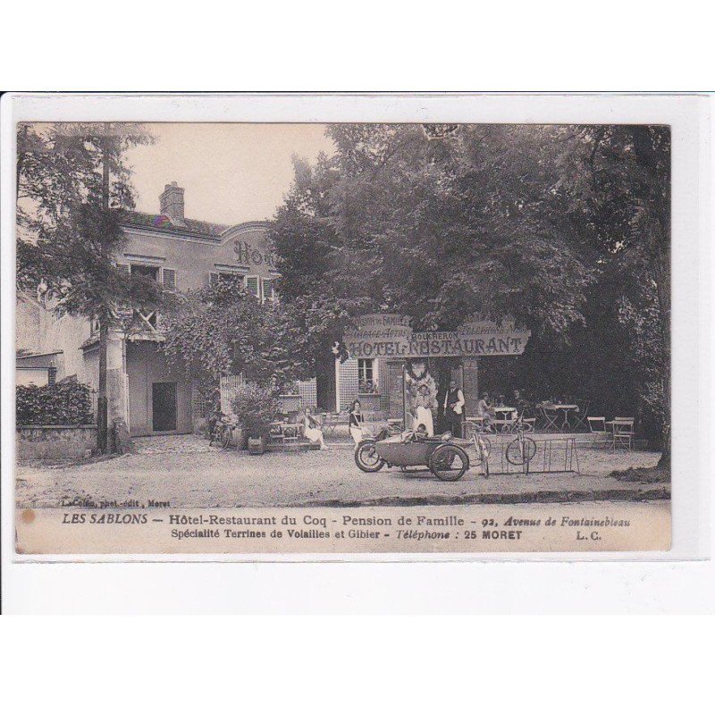 LES SABLONS: hôtel-restaurant du coq pension de famille, side-car, moto - très bon état