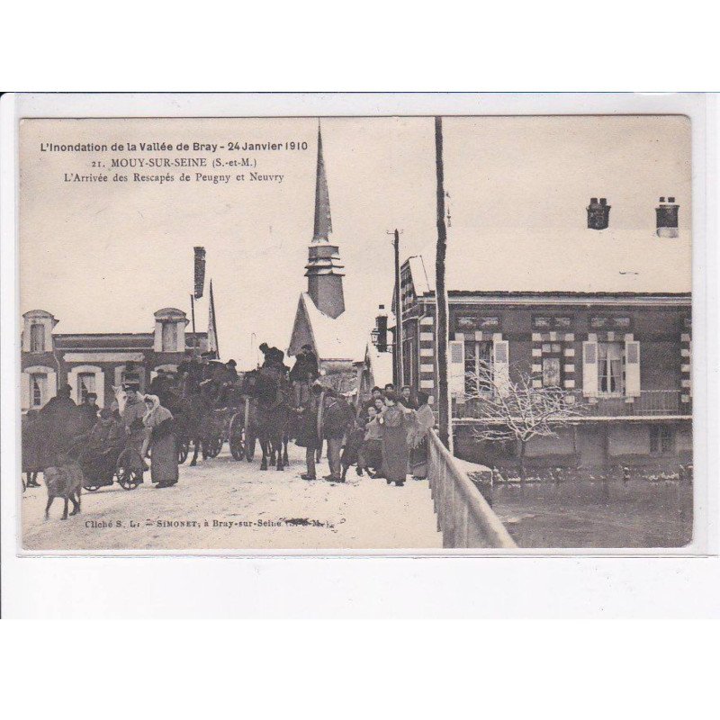 MOUY-sur-SEINE: l'inondation de la vallée de bray 1910, l'arrivée des rescapés de peugny et neuvry - très bon état