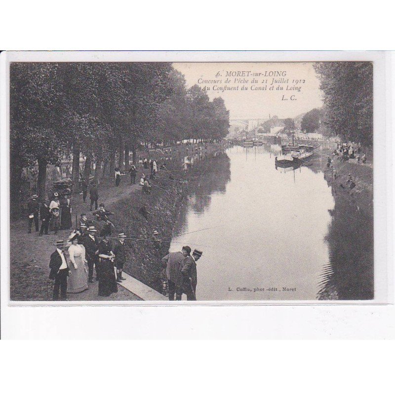 MORET-sur-LOING: concours de pêche du 21 juillet 1912, au confluent du canal et du loing - très bon état