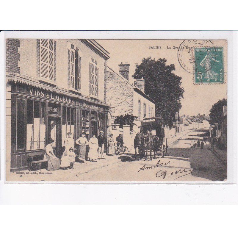 SALINS: la grande rue, boulangerie, vins et liqueurs, hubert(?) - très bon état