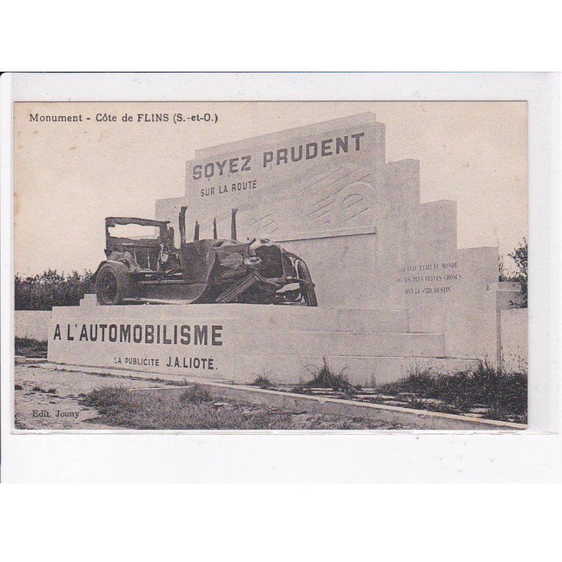 FLINS: monument, côte de flins, soyez prudent sur la route, à l'automobilisme la publicité, automobile - très bon état
