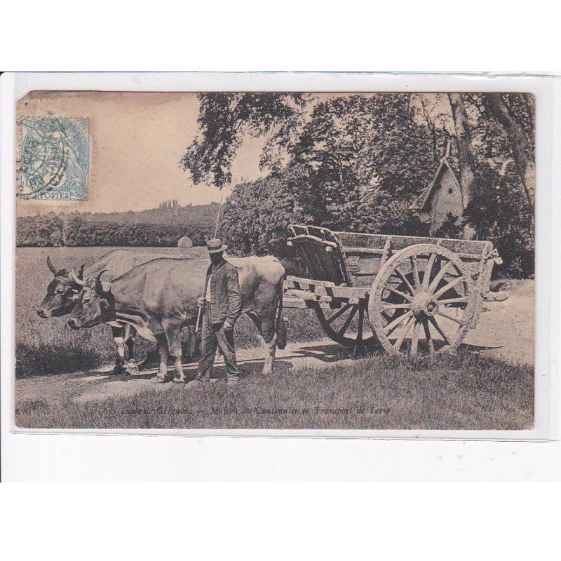GRIGNON: école de grignon, maison du cantonnier et transport de terre, attelage de boeufs - état