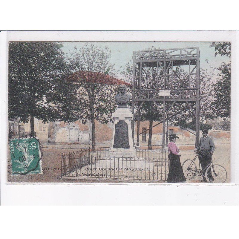 HOUILLES: place courbet et monument de schoelcher - très bon état