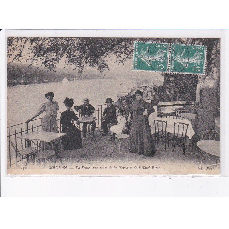 MEULAN: la seine, vue prise de la terrasse de l'hôtel ester - très bon état
