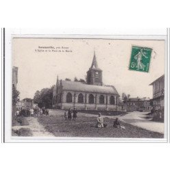 ISNEAUVILLE : l'eglise et la place de la mairie - etat