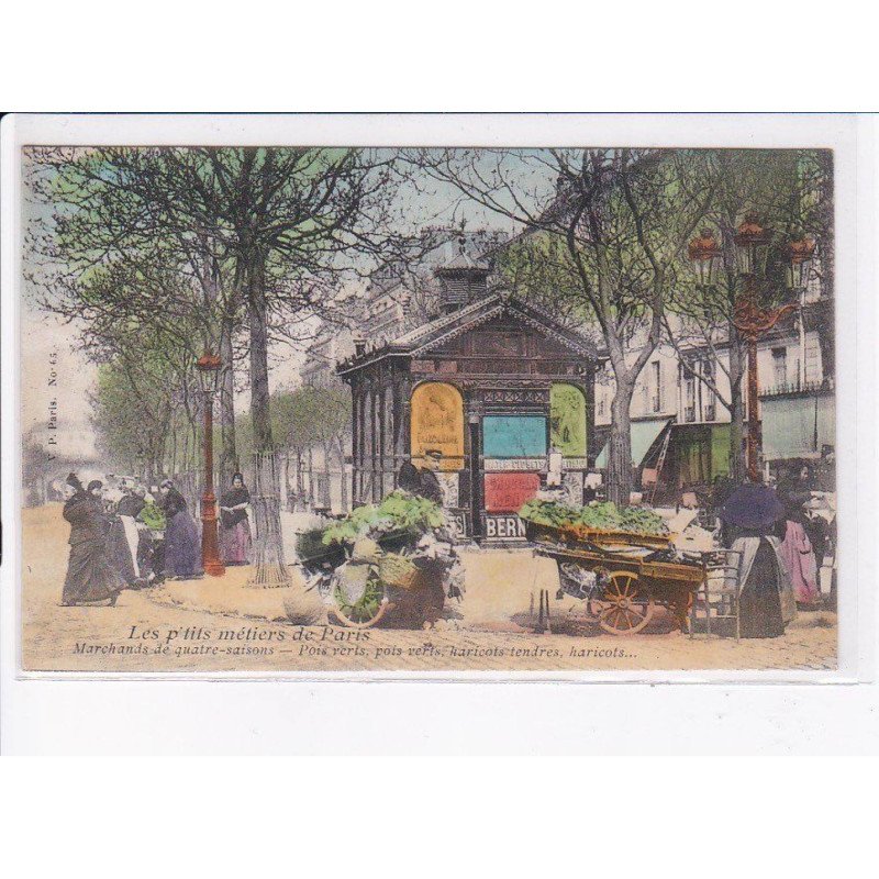 PARIS: Atget, les p'tits métiers de paris, marchands de quatre-saisons pois verts haricots tendre - très bon état