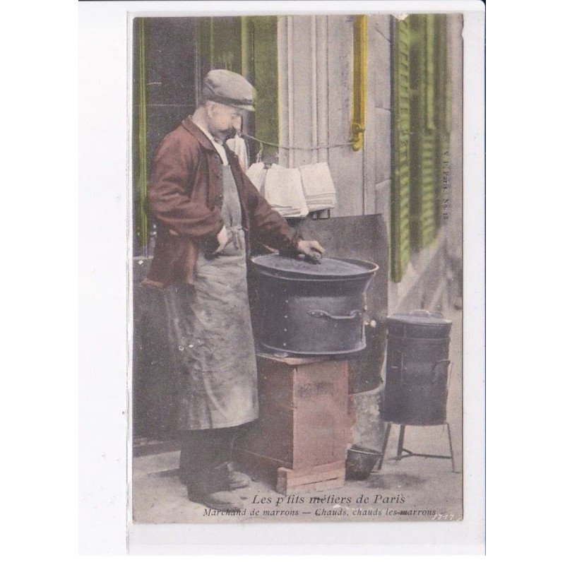 PARIS: Atget, les p'tits métiers de paris, marchands de marron, chauds chauds les marrons - état