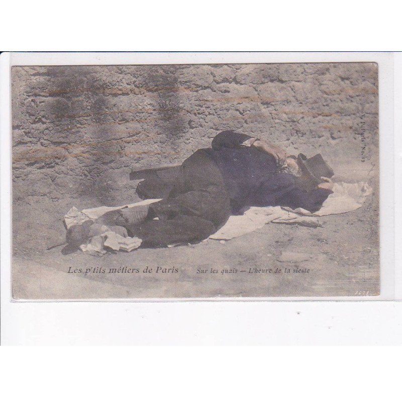 PARIS: Atget, les p'tits métiers de paris, sur les quais, l'heure de la sieste - état
