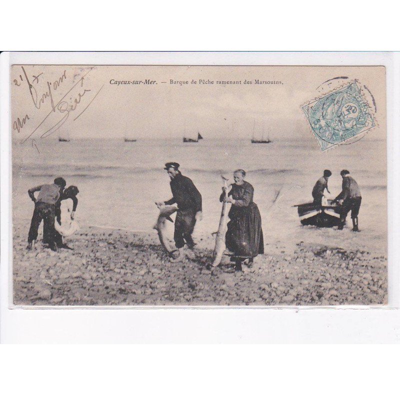 CAYEUX-sur-MER: barque de pêche ramenant des marsouins - état
